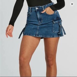 Windsor Blue Denim Mini Skirt with Zipper Details